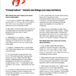 “Conservation” – twenty one things you may not know.