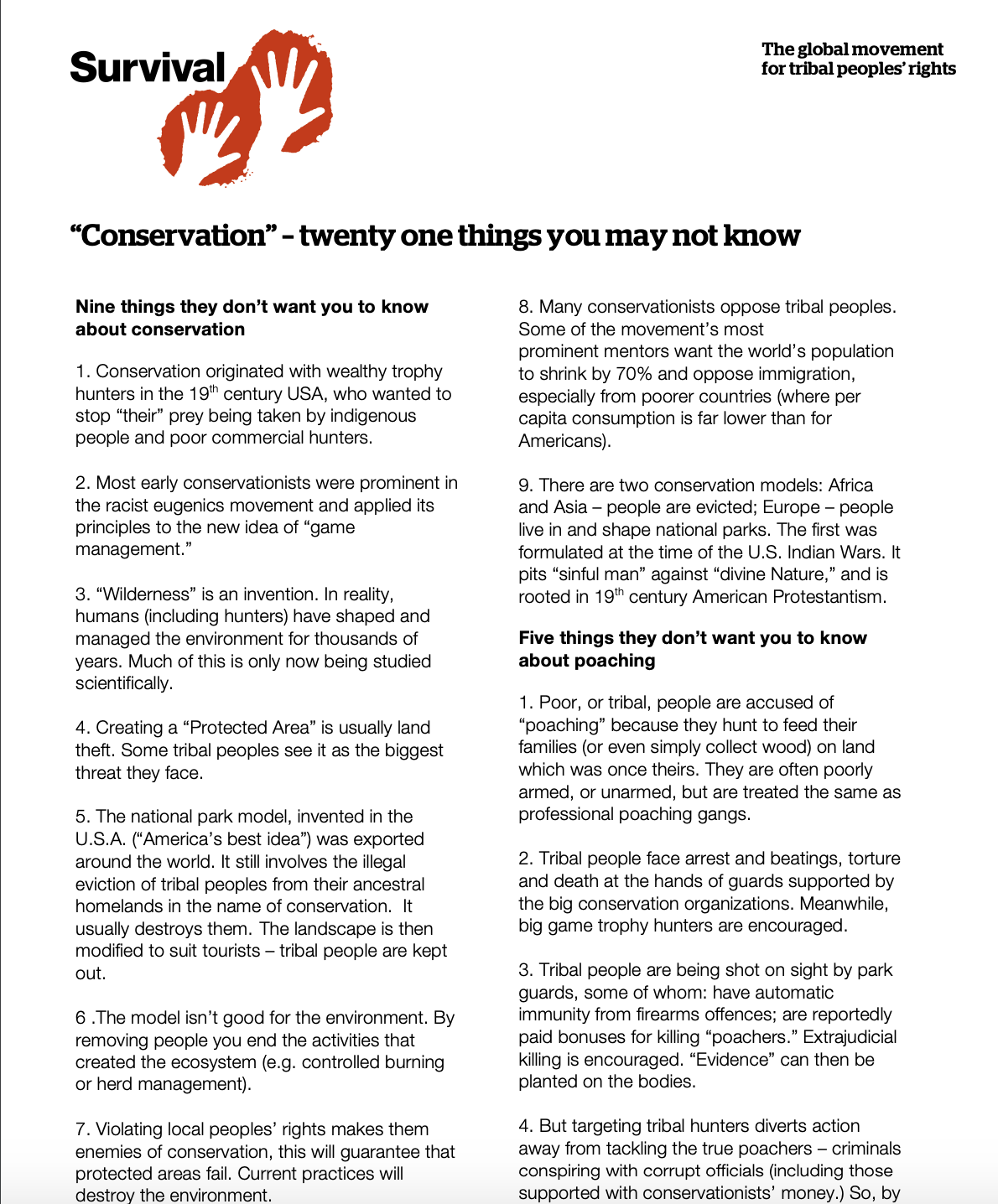 “Conservation” – twenty one things you may not know.