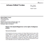 Report of the Special Rapporteur on the Rights of Indigenous Peoples