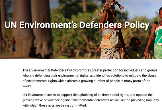 UN Environment’s environmental defenders policy