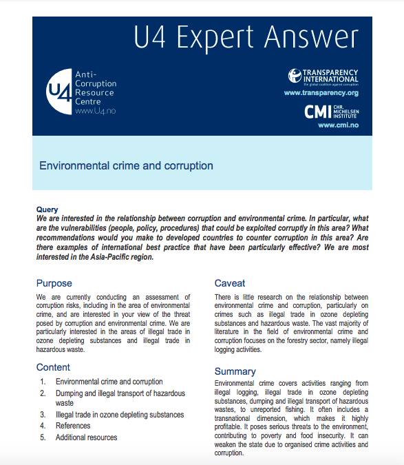 Environmental Crime and Corruption